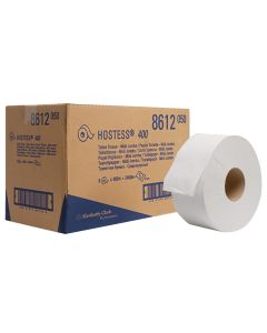 1Ply White Hostess Midi Jumbo Paper Toilet Rolls