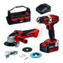 Einhell TE-TK 18/2 Li Kit 18V Cordless PXC Drill Driver + Angle Grinder (1 x 4.0 A/h)