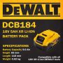 Dewalt DCB184 18V 5.0 A/h Li-ion XR Slide Battery Pack 