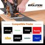 Evolution R185CCSX Multi Material Circular Saw 240V + 3 x 340mm Guide Rail Set