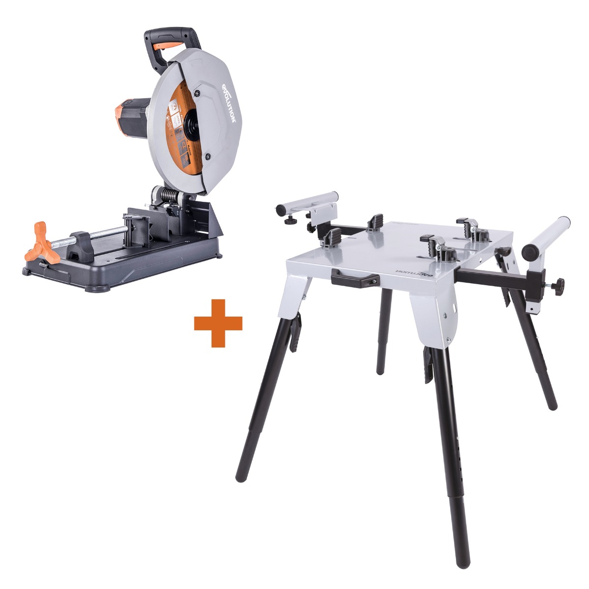 Evolution R355CPS 005-0002 TCT Multi-Material Chop Saw 240v Universal  Stand