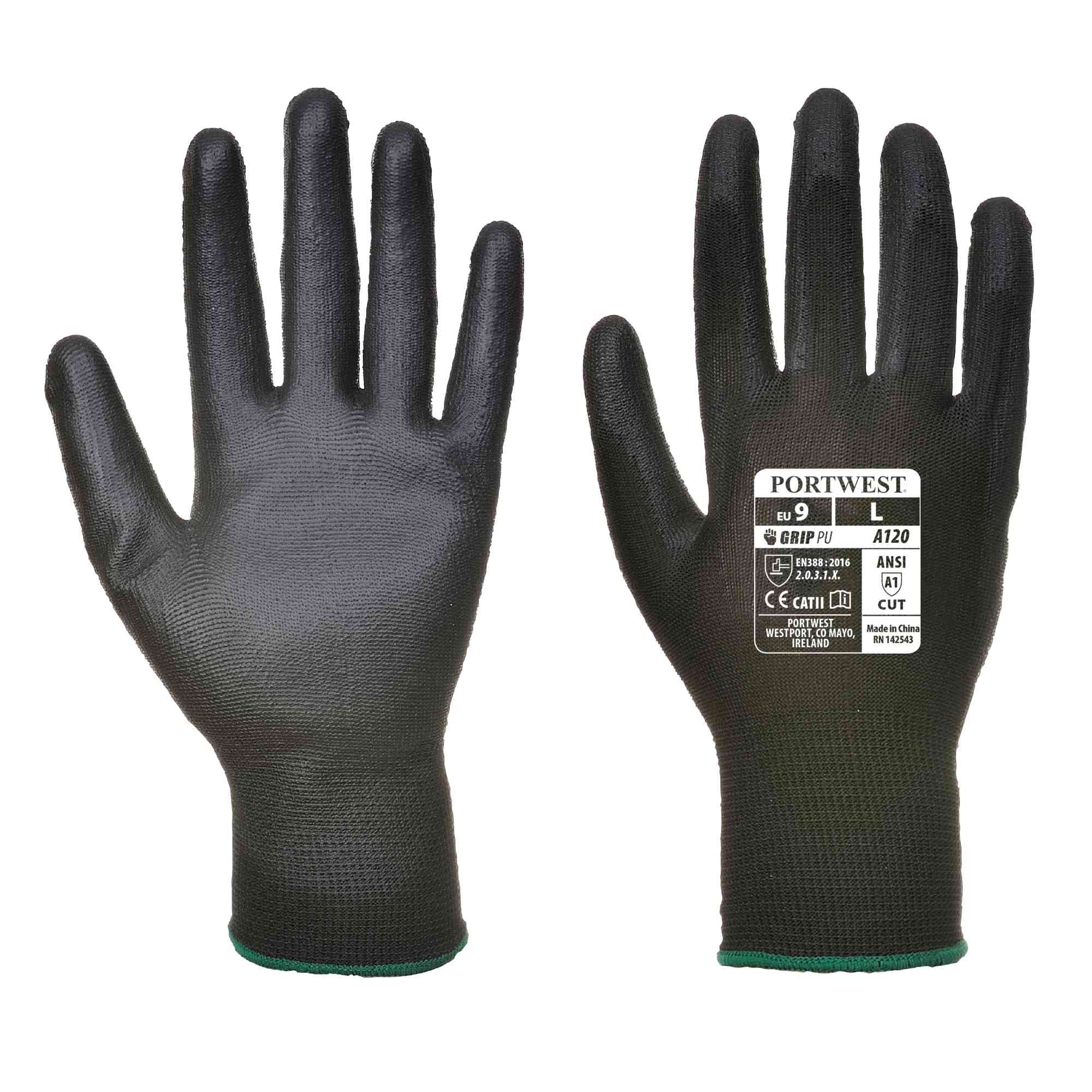 Portwest UK PU Palm Coated Safety Work Gardening Builders Gloves Breathable A120 