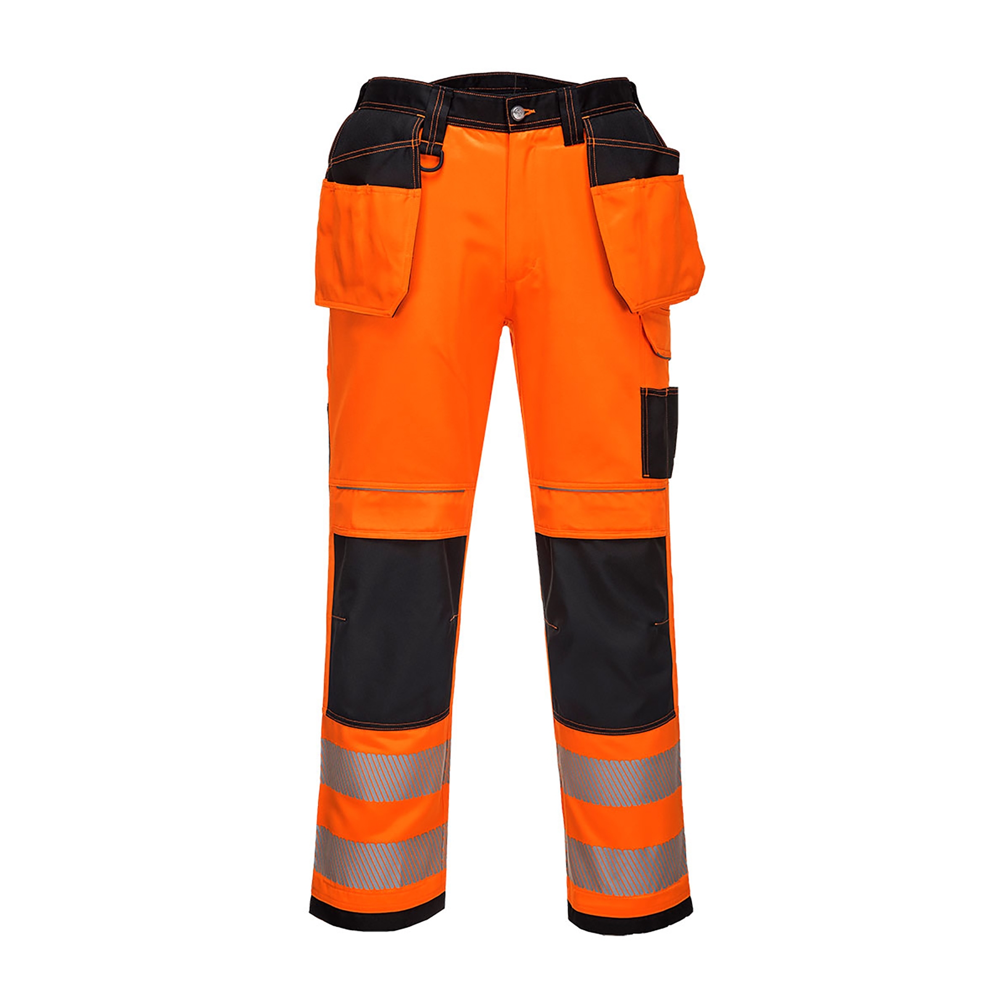 Portwest Holster Pocket Work Trousers Hi Vis Safety Pants Mens FREE KNEE PADS 